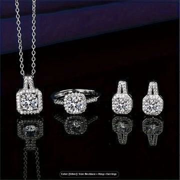S925 Silver Earrings and Necklace Set with Natural Stone – Elegant Jewelry Gift