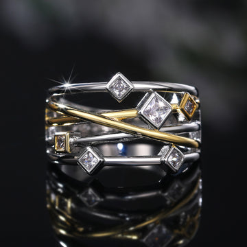 Two-Tone Spiral Gold Ring – Bold, Minimal & Modern