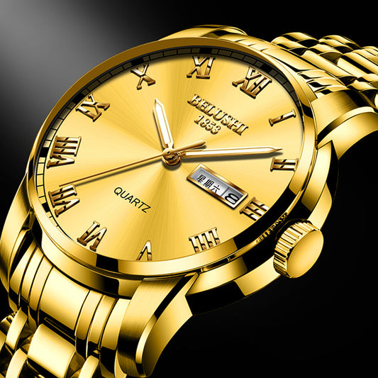Multifunctional Waterproof Quartz Men’s Watch – Bold 48mm Chronograph with Steel Strap