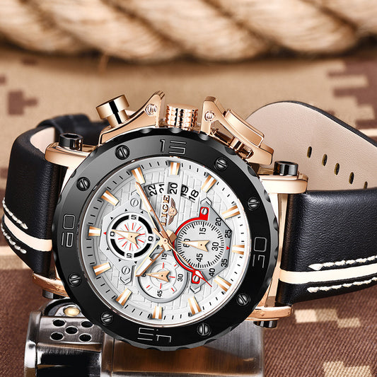 Multifunctional Waterproof Quartz Men’s Watch – Classic Bold Chronograph